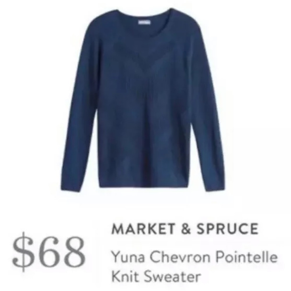 Market & Spruce Navy Blue Chevron “Yuna” Sweater